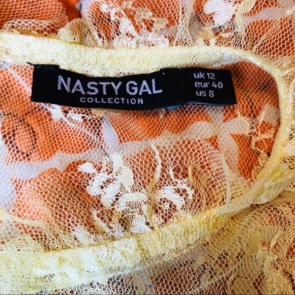 NASTY GAL Yellow Sheer Floral Peplum Top - Picture 4 of 8